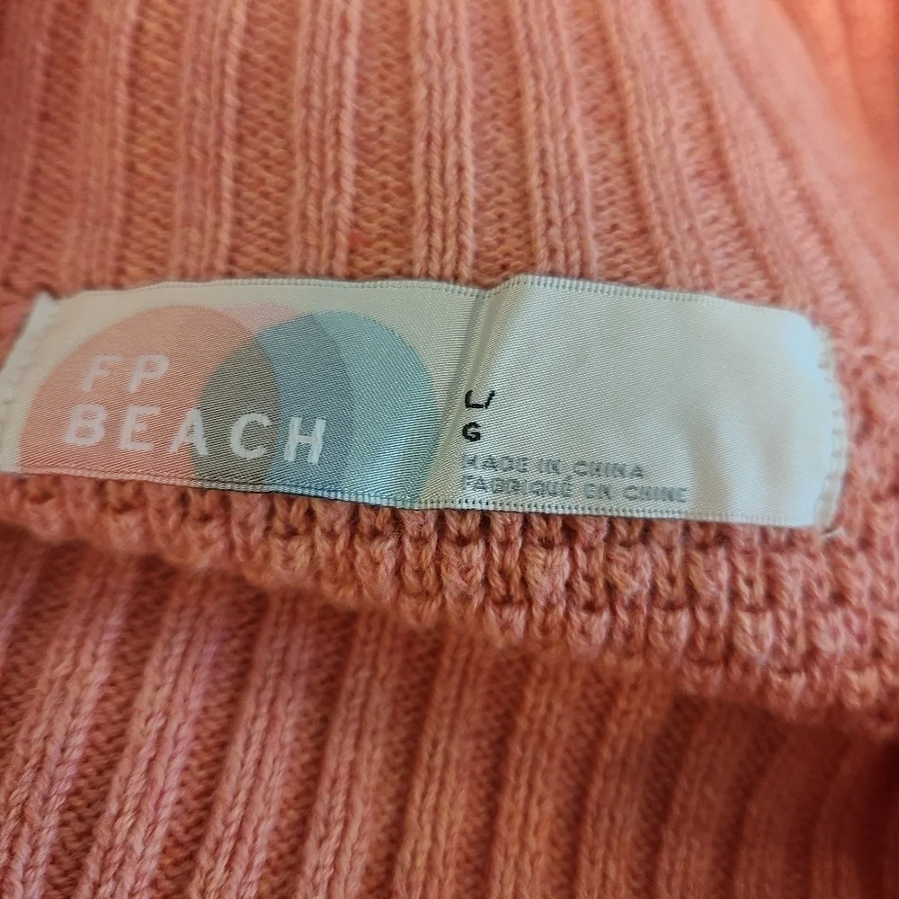 Free People Beach Byron Coral Belted Oversized Sweater